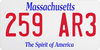 MA license plate 259AR3