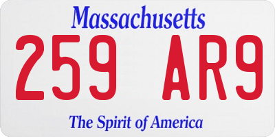 MA license plate 259AR9