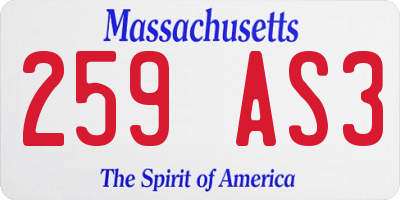 MA license plate 259AS3