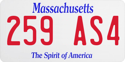 MA license plate 259AS4