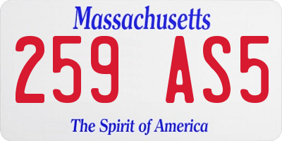MA license plate 259AS5