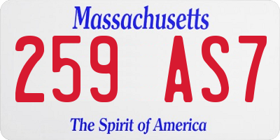 MA license plate 259AS7