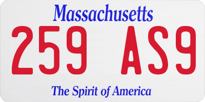MA license plate 259AS9