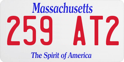 MA license plate 259AT2