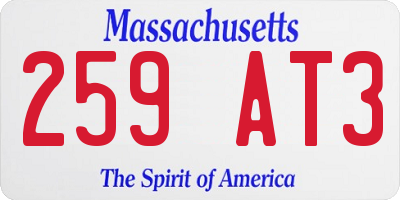 MA license plate 259AT3