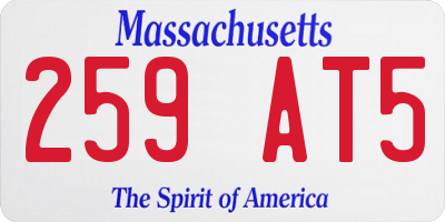 MA license plate 259AT5