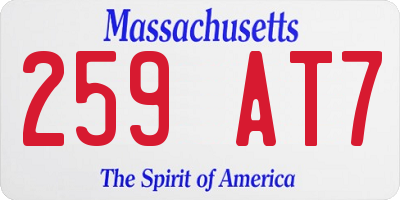 MA license plate 259AT7
