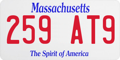 MA license plate 259AT9
