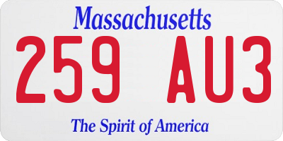 MA license plate 259AU3
