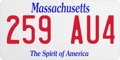 MA license plate 259AU4