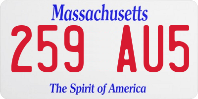 MA license plate 259AU5