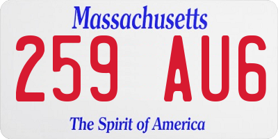 MA license plate 259AU6