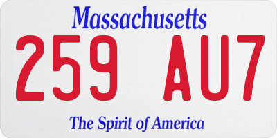MA license plate 259AU7