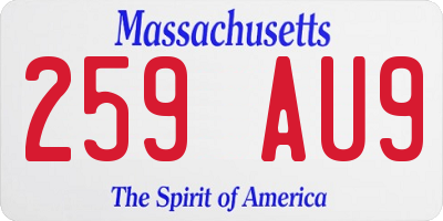 MA license plate 259AU9