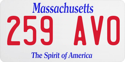 MA license plate 259AV0