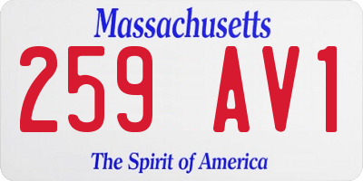 MA license plate 259AV1