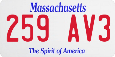 MA license plate 259AV3