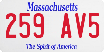 MA license plate 259AV5