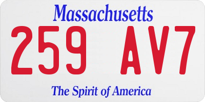 MA license plate 259AV7