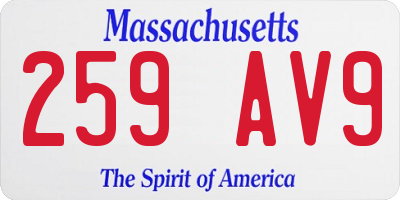 MA license plate 259AV9