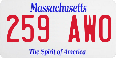 MA license plate 259AW0