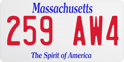 MA license plate 259AW4