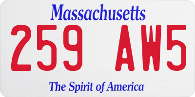 MA license plate 259AW5