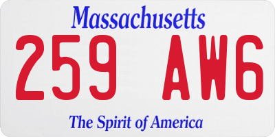 MA license plate 259AW6