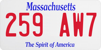 MA license plate 259AW7