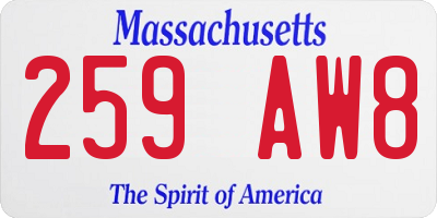 MA license plate 259AW8