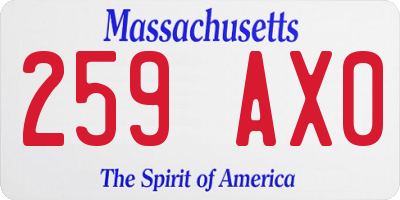 MA license plate 259AX0