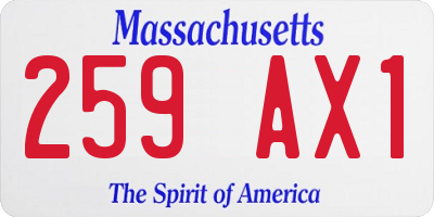 MA license plate 259AX1