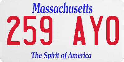MA license plate 259AY0