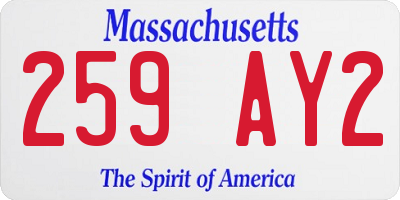 MA license plate 259AY2