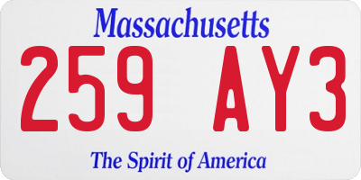 MA license plate 259AY3