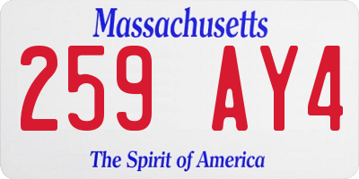 MA license plate 259AY4