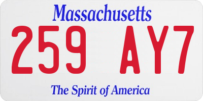 MA license plate 259AY7