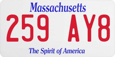 MA license plate 259AY8
