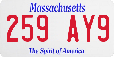 MA license plate 259AY9