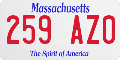 MA license plate 259AZ0