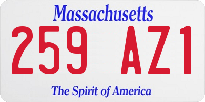 MA license plate 259AZ1