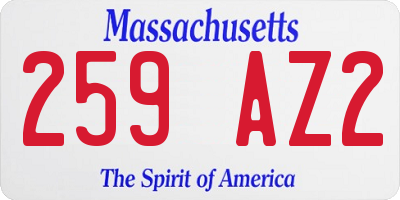MA license plate 259AZ2