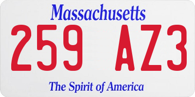 MA license plate 259AZ3