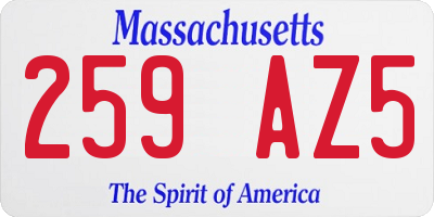 MA license plate 259AZ5