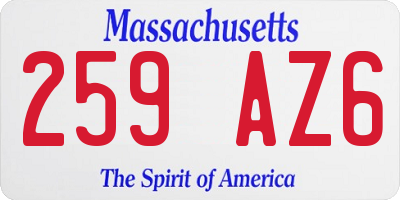 MA license plate 259AZ6