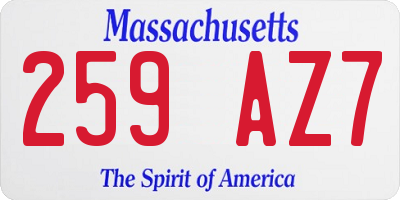 MA license plate 259AZ7