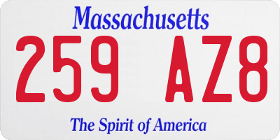 MA license plate 259AZ8