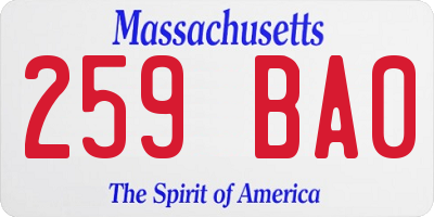 MA license plate 259BA0