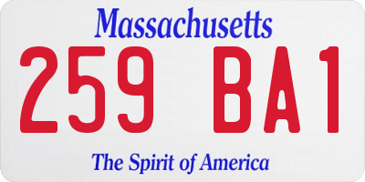 MA license plate 259BA1