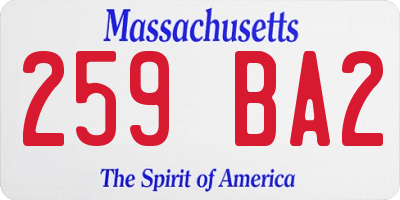 MA license plate 259BA2